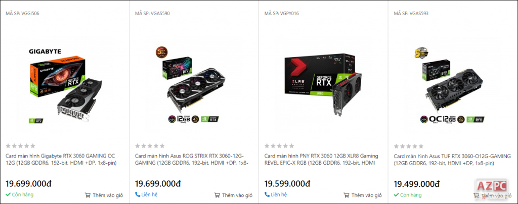 Nvidia RTX 3060 tăng giá gấp 3 lần tại Việt Nam